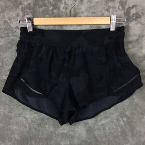 Lululemon Hotty Hot Shorts II Size 8 Lined 2.5" Black Low-Rise Running Mesh